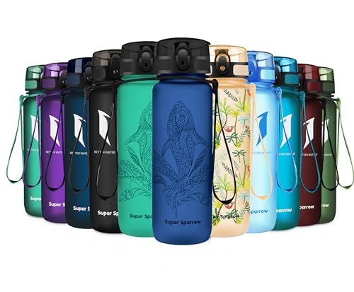 Super Sparrow Sports Water Bottle - 500ml - Non-Toxic BPA Free & Eco-Friendly Tritan Co-Polyester Plastic - For Running, Gym, Yoga, Outdoors and Camping