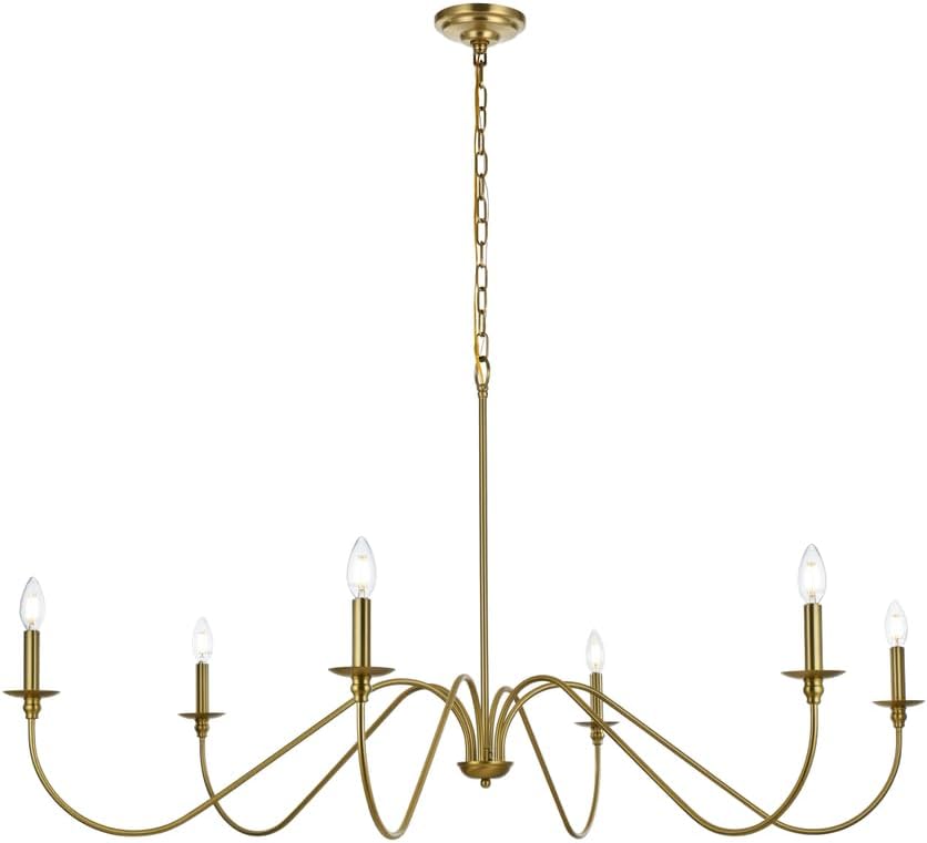 Rohan 54" 6-Light Transitional Metal Chandelier in Satin Gold