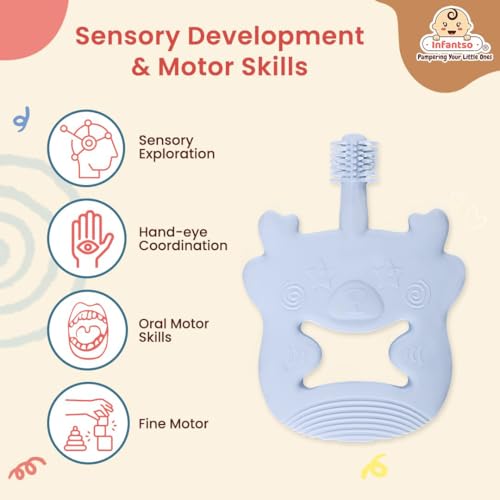 Image of Infantso Soft Silicone Teether for Baby Teething, Bear Teether Toy for 0-12 Months, BPA Free Silicone Soothing Baby Teether | BPA Free, Food Grade Soft & Safe Gum Relief Toy