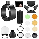 Con los accesorios AK-R1 de cabeza redonda que pueden producir efectos de luz, también se puede fijar en flashes de cámara de otras marcas, por ejemplo. Canon, Nikon, Sony, etc.