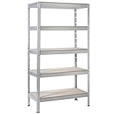 SCHULTE Regalwelt Schwerlastregal mit 5 Holzböden, 180x90x45 cm (HxBxT), Traglast pro Ebene ca. 200 Kg, verzinkt, Lagerregal, Kellerregal, Werkstattregal, Steckregal