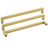 goldenwarm Antique Brushed Brass Modern Cabinet Hardware 10in Drawer Handles - LSJ12GD256 Pack of 5 Top Drawer Pulls for Kitchen Bedroom Bathroom Closet