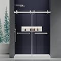 JONIVRAT Double Sliding Frameless Shower Door, 56-60 in. W x 76 in. H Glass Door, 5/16" (8mm) Tempered Glass with Double Nano Coating, Easy-to-Clean Bathroom?Bright Chrome?