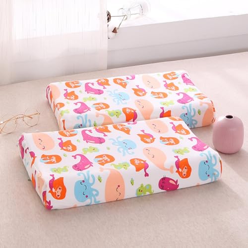 Hixingo Almohadas Viscoelásticas Cervicales, Almohada Viscoelastica Cervical con Funda Lavable Suave y Cómodo para Dormir Abrazado de Lado, Soporte de Espalda y Cuello (27 * 44 * 6cm,Ballena)
