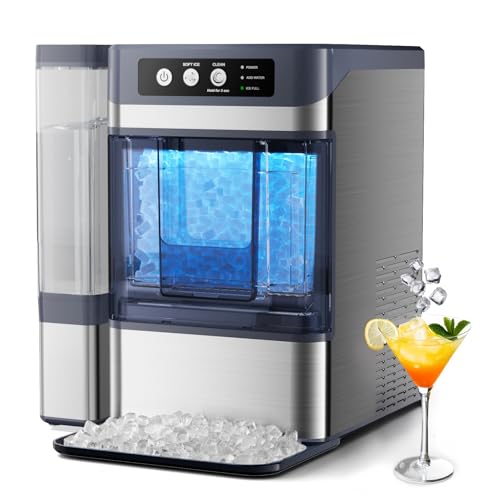 Image of Nugget Ice Maker Countertop, 44Lbs/24H with 0.8 Gallon Tank Pebble Ice Maker, Self-Cleaning Pellet Ice Machine Ready in 5-10min, Nugget Ice Machine for Kitchens/Home/Office
