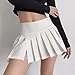BANLUX Womens Short Skirts - Split Pleated Skirt Women Summer High Waist A-Line Slim Mini Skirt Grey Preppy Tennis Vintage Casual Skirt, White,S