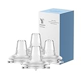 yanyoyo Sippy Spout Nipple for Wide Neck Baby Bottle, Natural Silicone Anti Colic Sippy Cup Nipples, 6 Months+, 4 Counts (Spout Nipple-Transparent)