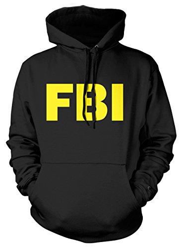 FBI Mens Womens Unisex Hoodie-X-Large-Black