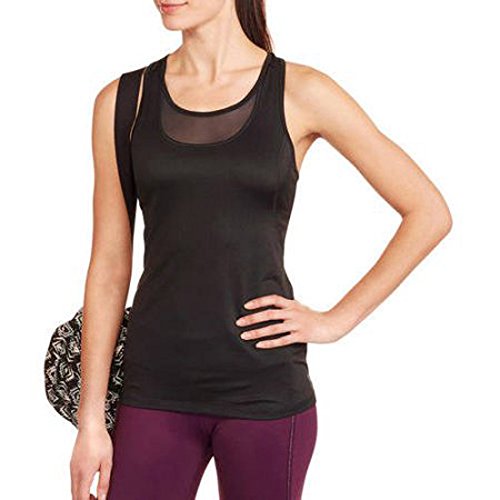 Danskin Now Women's Fitted Active Front Mesh Tank with Built In Bra
