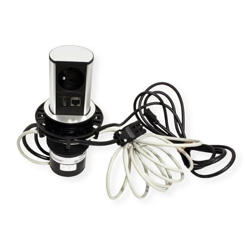 Bloc multiprise escamotable BACHMANN Elevator avec connecteurs UTE HDMI et CAT6A 90° - 3