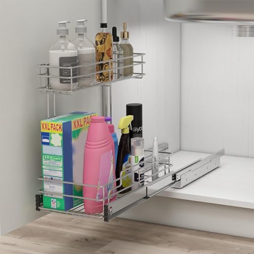 Under-Sink-Organizer-9-W-X17-D-Pull-Out-Cabinet-Organizer-2-Tier-Under-Sink-Slide-Out-Chrome-Plated-Under-Kitchen-Bathroom-Organizer-Pantry-Cabinet-Closet-Organization-Rack-1-Pack