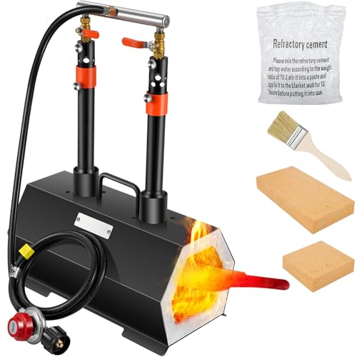 Happybuy Propane Forge Portable - Double Burner for Precision Tool and Knife Making, Complete Kit with Large Capacity, Ideal for Blacksmithing, Mini Furnace and Gas Forging Tools