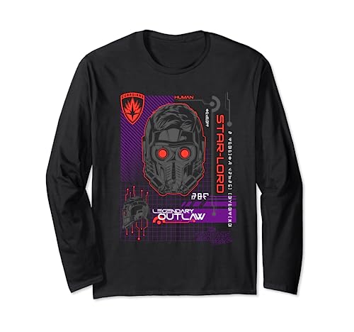 Marvel Guardians Vol2 Star-Lord t-shirt manches longues coton imprimé rétro geek