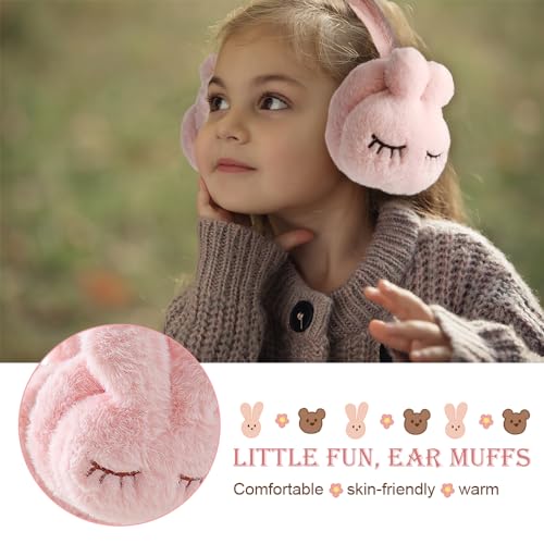 Bseical Ohrenwärmer Winter Kaninchen Ohrenschützer,Plüsch Ohrenschützer Für Den Winter,Süße Hase Kaninchen Muster Design Ohrenschützer, Verstellbar,Für Geburtstag Weihnachten Party Geschenk (Weiß)
