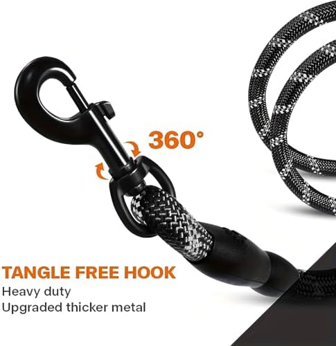 Reflective Dog Nylon Leash,9.8FT Heavy Duty & 0.3IN Thick Rope & Padded Handle, Explosion-Proof & Wear-Resistant, for Small Medium Dog Sizes, Ideal for Night Walks, Hiking & Gifting/QYS08-Orange-3.0M - 3