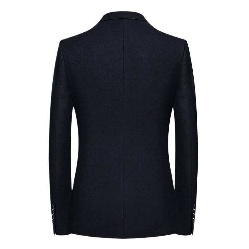 Mens Black Casual Knit Sport Coat Lightweight Two Button Suit Jacket2
