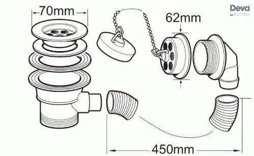 Deva EBW404/017 - Scarico per vasca da bagno in