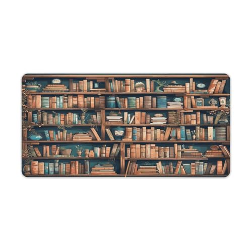 Tapete de escritorio grande Cartoon Bookshelf Bookworm antideslizante