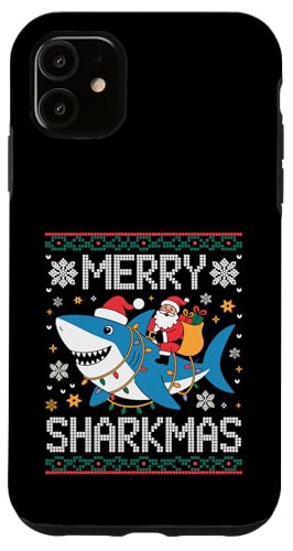 Merry Sharkmas AO[Z[^[ T^ CfBO V[N Cgt X}zP[X iPhone 11 p