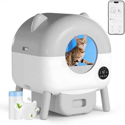 Arenero Gatos Autolimpiable,90 l + 15 l arenero Gato Grande XXL,P...