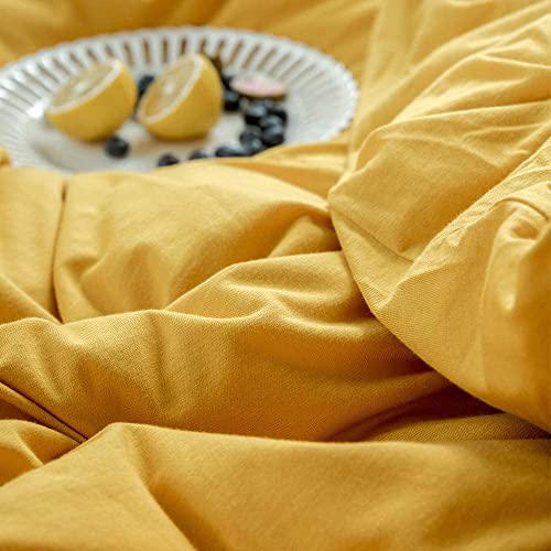 Otob Cozy Jersey Duvet Cover Yellow Jersey Knit Cotton Duvet Cover Set Boho Comforter Cover For Women Men Bed 3Pcs Home Textile Aesthetic Bedding Set Collection With 2 Pillow Shams, King Size #TOP4