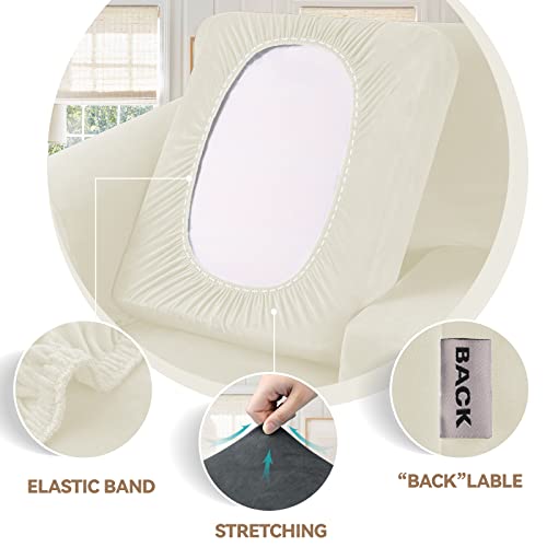 Weerrw YHRSC-L-09BE 4 Pieces Velvet High Stretch Couch Covers For 3 Cushion Couch Sofa Slipcovers thumb #2