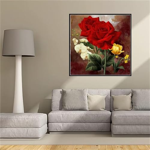 Diamond painting rose kit complet grand format 100x100cm pour broderie strass 5D