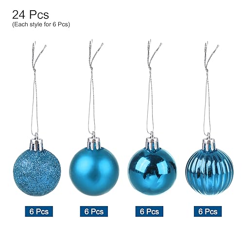 uxcell 24Pcs Lake Blue 1.18" Christmas Balls Ornaments Shatterproof Ornaments Hanging Baubles for Xmas Trees Wedding, Party Decorations - Image 3