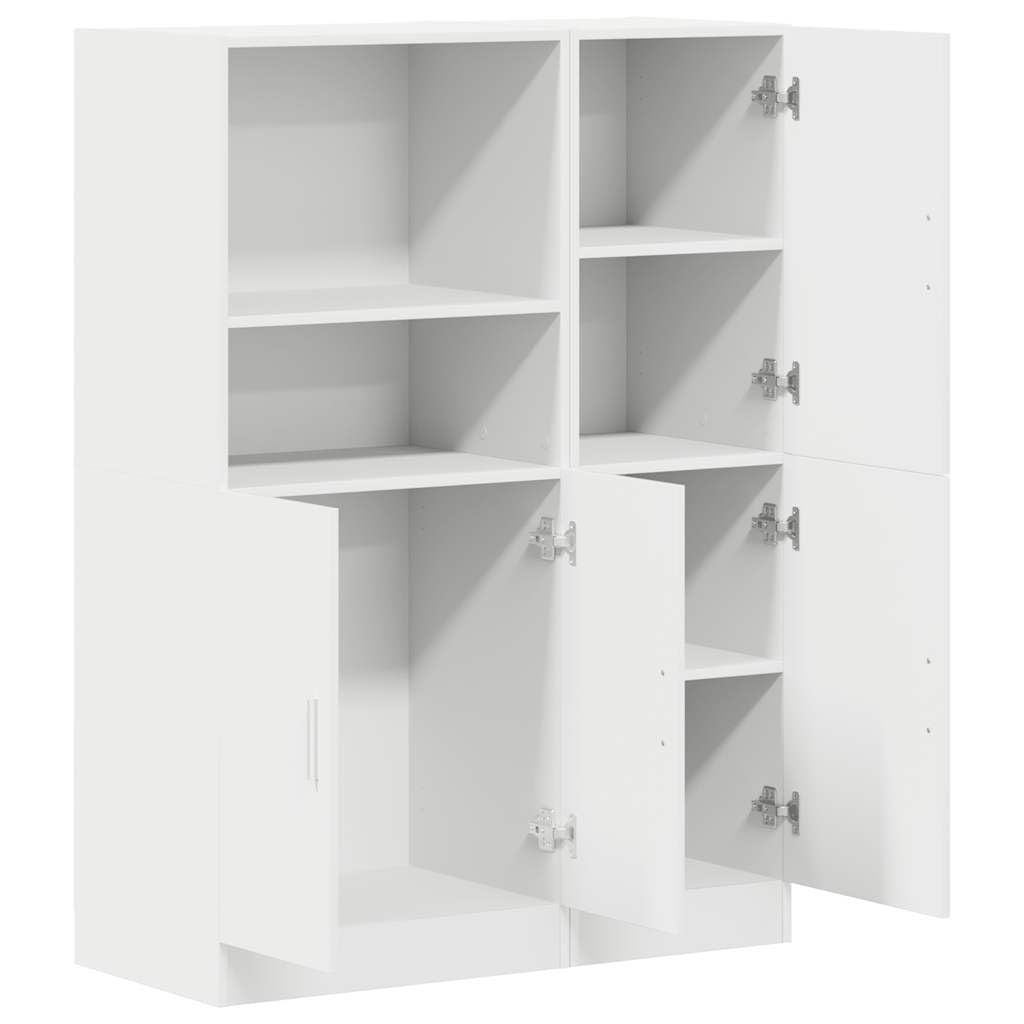 Weißes Küchenschrank Set aus Holzwerkstoff mit offenen Fächern, 95 x 41,5 x 131,5 cm, 2-teilig, für Küche, Restaurant, Hotel oder Büro, mit viel Stauraum und Variabler Türmontage