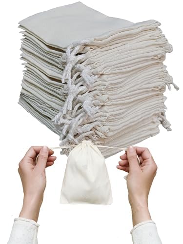 STYLELAB Reusable Muslin Bags 4 x 5 Inches | 100 pcs Small Cotton Drawstring Spice Bag | 100% Eco-Friendly-image-17