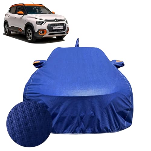 Image of Car Cover for Citroen C3 (2022-2026) | 100% Waterproof Cover with Antenna & Reflective Mirror Pockets | Dustproof, Scratchproof, Heatproof Citroen C3 Car Cover |Soft Cotton Lining| Blue