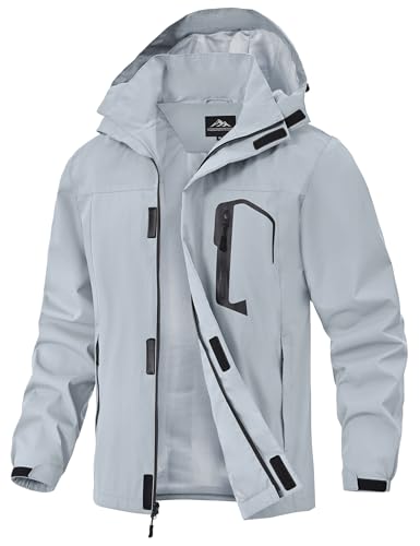 Image of Zoofly Mens Hiking Jacket Waterproof with Hood Lightweight Windbreaker for Outdoor Travel