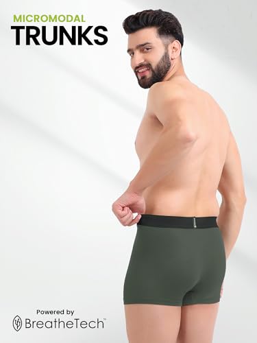 Image of Freecultr Men's Micromodal Airsoft Trunks - Anti-Bacterial, Sweat-Proof, Ultra-Soft, No Itch, No Chafing, Breathable Comfort Men's Underwear Combo Pack of 5