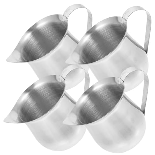 Mikikit 4 pièces Pichet à Lait Inox Petit Pot à Crème pour Espresso Latte Art Sauce Multifonction