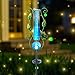 WONDER GARDEN Solar Rain Gauge Outdoor, Hummingbird Decorative Rain Gauges Outdoors Best Rated with Blue Crackled Glass Ball, Freeze Proof Water Rain Measure Gauge for Yard Patio Lawn Decor
