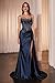 Beaded Satin Prom Dresses Long Mermaid Evening Dresses Lace Applique Corset Formal Party Gown with Slit Tail Champagne Size 4