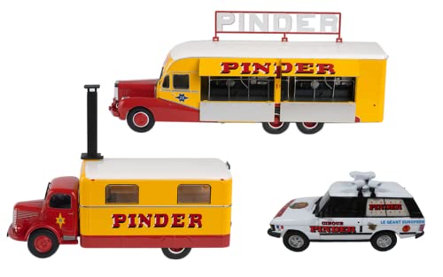 OPO 10 - Lot de 3 véhicules 1:43 du Cirque Pinder : Camion Centrale électrique Bernard 28 + Cuisine + Voiture Range Rover 4x4 - DK01+02+Range