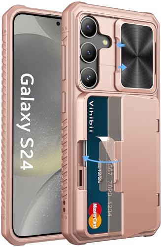Étui portefeuille Samsung S24 idéal pour sécuriser vos sorties en Or Rose