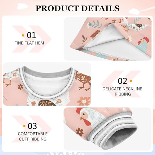 Girl Long Sleeve Dress Chicken Pattern with Floral Elements Girls Dresses A-Line Casual Tunic Playwear 2-8 Years3