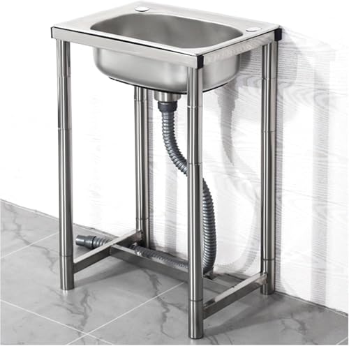 Évier utilitaire extérieur inox à bac unique pour camping et lessive