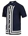 PJ PAUL JONES Mens Short Sleeve Polo Shirts with Collar Striped Casual Knitted Rockabilly Shirts Midnight Blue S