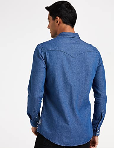 Image of Amazon Brand - Inkast Denim Co. Men's Slim Shirt (AZ-INK-RFS-DN-04 Dark Blue 4 XL)