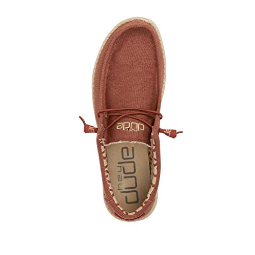 Image of Hey Dude Men's Wally Stretch Brick Size 10 | Men's Shoes | Men's Lace Up Loafers | Comfortable & Light-Weight