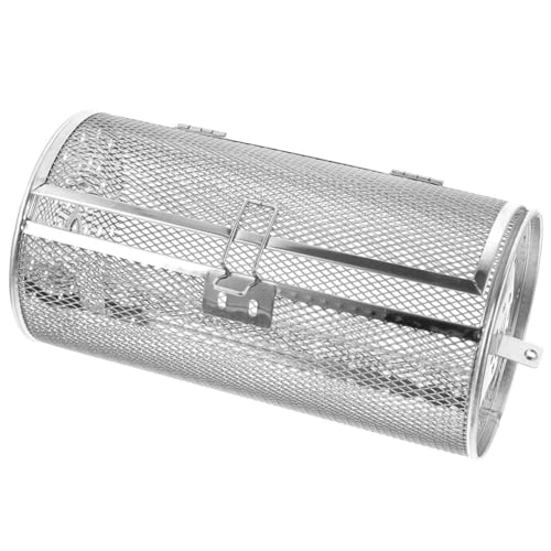Parliky Cesta Parrilla Rotatoria de Acero Inoxidable para Horno y Freidora de Aire Rejilla Metálica con Puerta Bloqueable para Asar Verduras Frutos Secos y Carnes Accesorio Versátil para