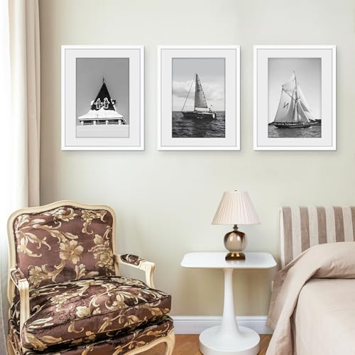 Picrit 17x22 Picture Frame 3 Pack, White Poster Frame, Display Poster 12 x 18 with Mat or 17 x 22 without Mat for Horizontal or Vertical Wall Mounting