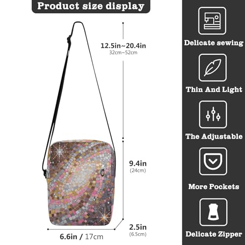 Fake Shiny Square Stone mens messenger bag over the shoulder bags for men Casual Everyday Purse Adjustable Strap for Outdoor Daily Travel3