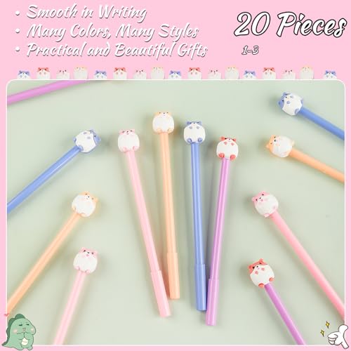 Set de 20 bolígrafos de gel negro con diseño de hámster miniatura 3