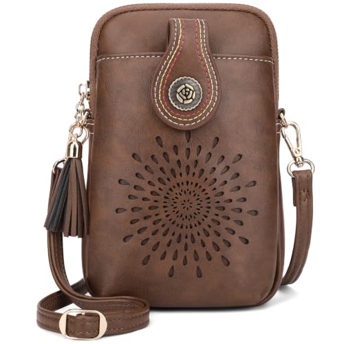 Image of APHISON Small Crossbody Bags for Women, Lightweight Vegan Leather Cell Phone Purse, Cute Purses with Tassels