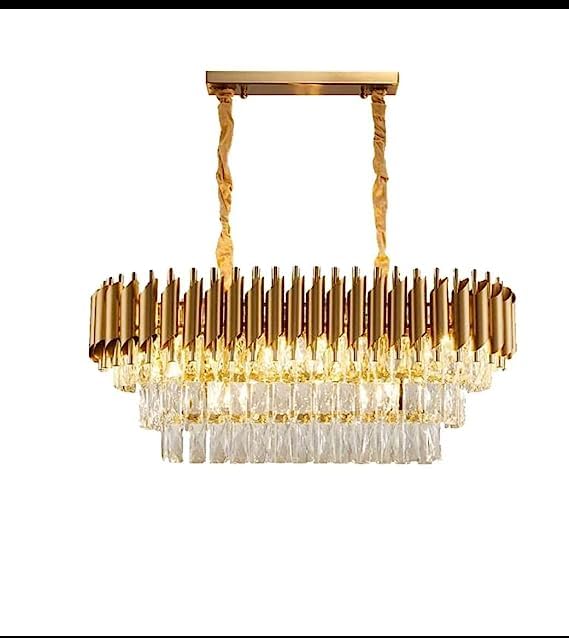 Image of Modern Crystal 800x350mm Chandelier Gold Chandelier Round Chandeliers Pendant Ceiling Light Fixture Flush Mount Chandelier for Dining Room Living Room Bedroom Foyer Hallway Entryway