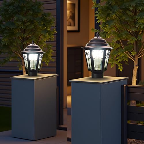 Image of BrighLyt Metal & Glass Gate Light for Main Gate, Outdoor Lights for Home Entrance, Pillar Light, Farmhouse Gate Lamps and Decorative Outdoor Wall Lamps (GL11, Pack of 2)